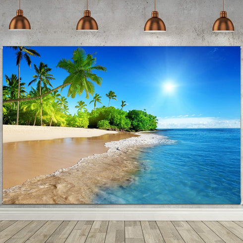 Tropical Seaside Backdrop FHZON 5x3ft Summer Beach Hawaii Island Palm Trees Photography Background for Boys Girls Adults Portrait Holiday Travel S...
